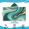 thumbnail image 2 of Teal Marble Gold Wave Pattern Hooded Bath Towel，60"x35" for Ages 3 To 12 Kids, Quick Dry Lightweight Soft Microfiber Hood Beach Towel Cover Up for Kids, 2 of 7