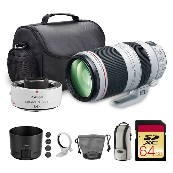 Canon EF 100-400mm f/4.5-5.6L IS II USM Lens |L-Series Telephoto Zoom with Image Stabilization & Fast Autofocus |Ideal for Sports, Wildlife & Travel(9524B002)   Extender EF 1.4X III   Bag   64GB Card