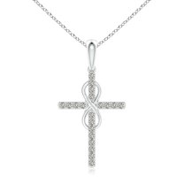 ANGARA Natural Diamond Cross and Infinity Pendant in 14K White Gold for Women (Size-1mm| Color-K| Clarity-I3) | April Birthstone, Anniversary, Jewelry Gift for Women | Natural Diamond Necklace