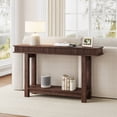 thumbnail image 4 of Farmhouse Fluted Wooden Dining Table – 2-Tier Rectangular Console – Space-Saving Entryway Table with Shelf – Ideal for Living Room, Hallway, or Behind Sofa, 4 of 8