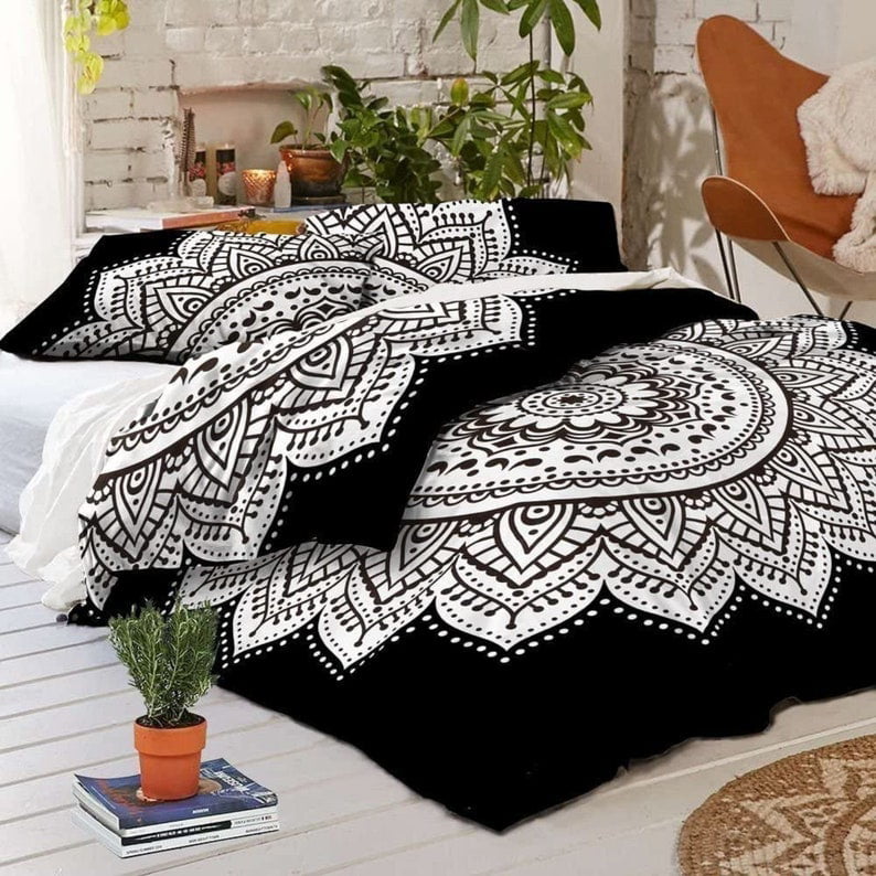 Indian Mandala Cotton Quilt Cover Doona Blanket Duvet Cover With Pillow Cover 