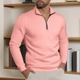 thumbnail image 2 of HAiming Mens Long Sleeve Pullover Top Quarter Zip Lapel Collar Casual Solid Color Golf Shirts Trendy Sweatshirt, 2 of 6
