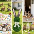 thumbnail image 6 of Easter Decorative Artificial Bunny Topiary Plant Stake, Faux Greenery Rabbit With Bow For Outdoor Garden Yard Lawn Pathway Accent, 1 Piece，The best gift for Easter（With string lights）, 6 of 9