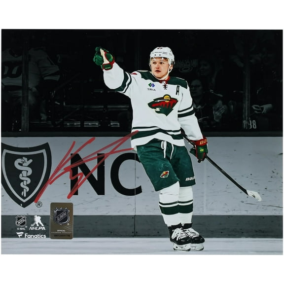 Kirill Kaprizov Minnesota Wild Autographed 8" x 10" White Jersey Celebrating Spotlight Photograph - Fanatics Authentic Certified