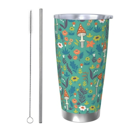 

Coaee Mushrooms and Flowers for 20oz Insulated Kettle Water Bottle For Running Hiking Cycling Climbing Men S Woman Insulated Water Bottle-Straw Two-piece Set
