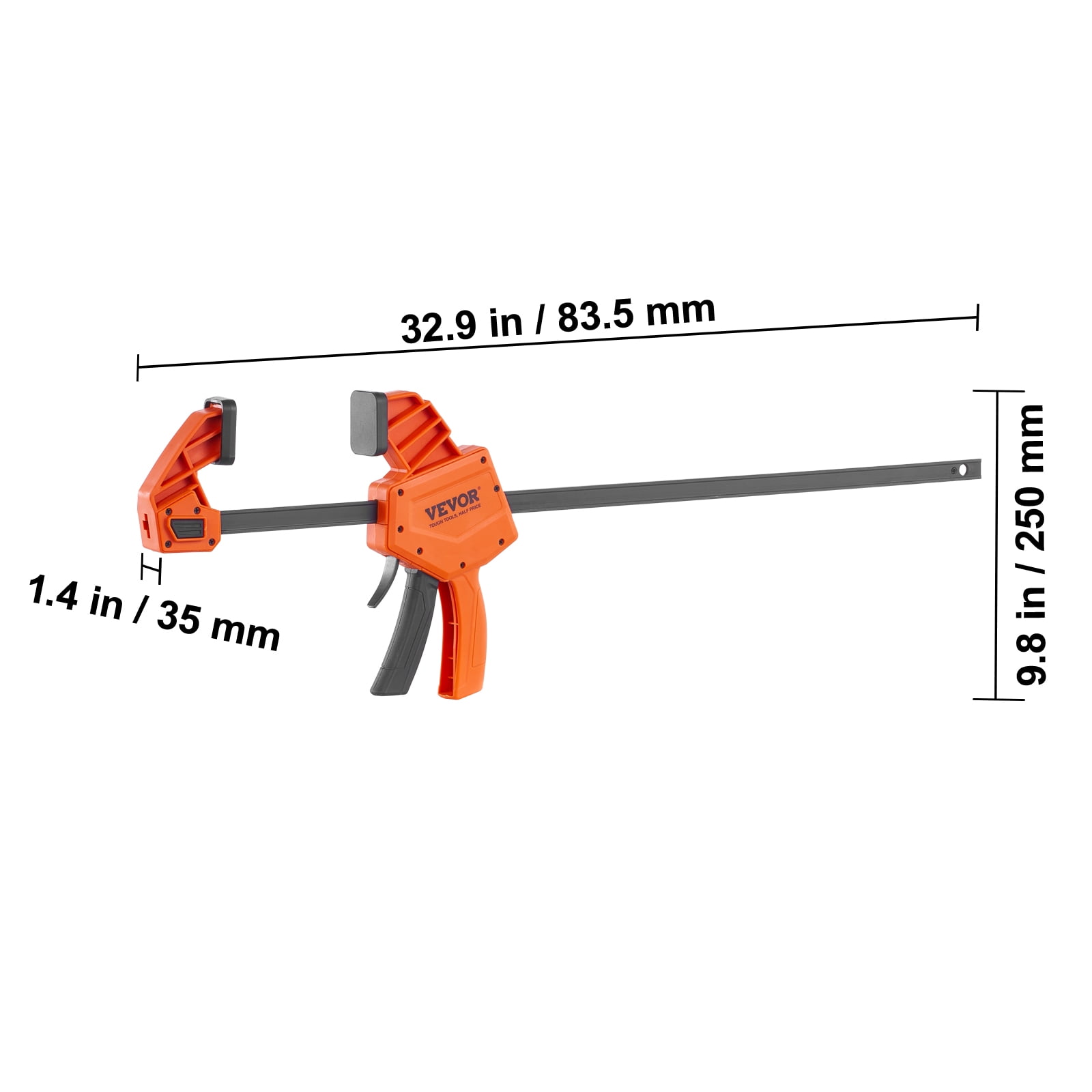 VEVOR Bar Clamps for Woodworking, 2-Pack 24" One-Handed Clamp/Spreader, Quick-Change F Clamp with 300 lbs Load Limit, High-strength Plastic and Carbon Steel, Wood Clamps for Woodworking Metal Working