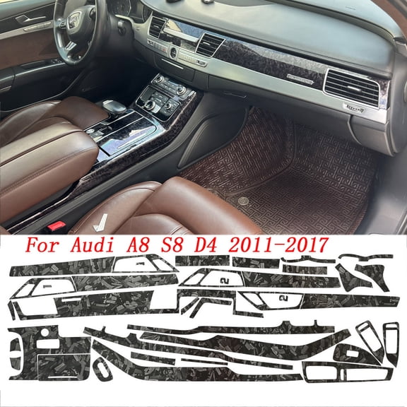 For Audi A8 S8 D4 2011-17 Interior Central Control Panel Door Handle Forged Carbon Fiber Stickers Decals Car Styling Accessories