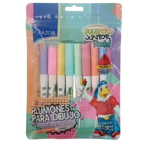 Marcadores Azor Aquarelo Junior Pastel  8 pzas