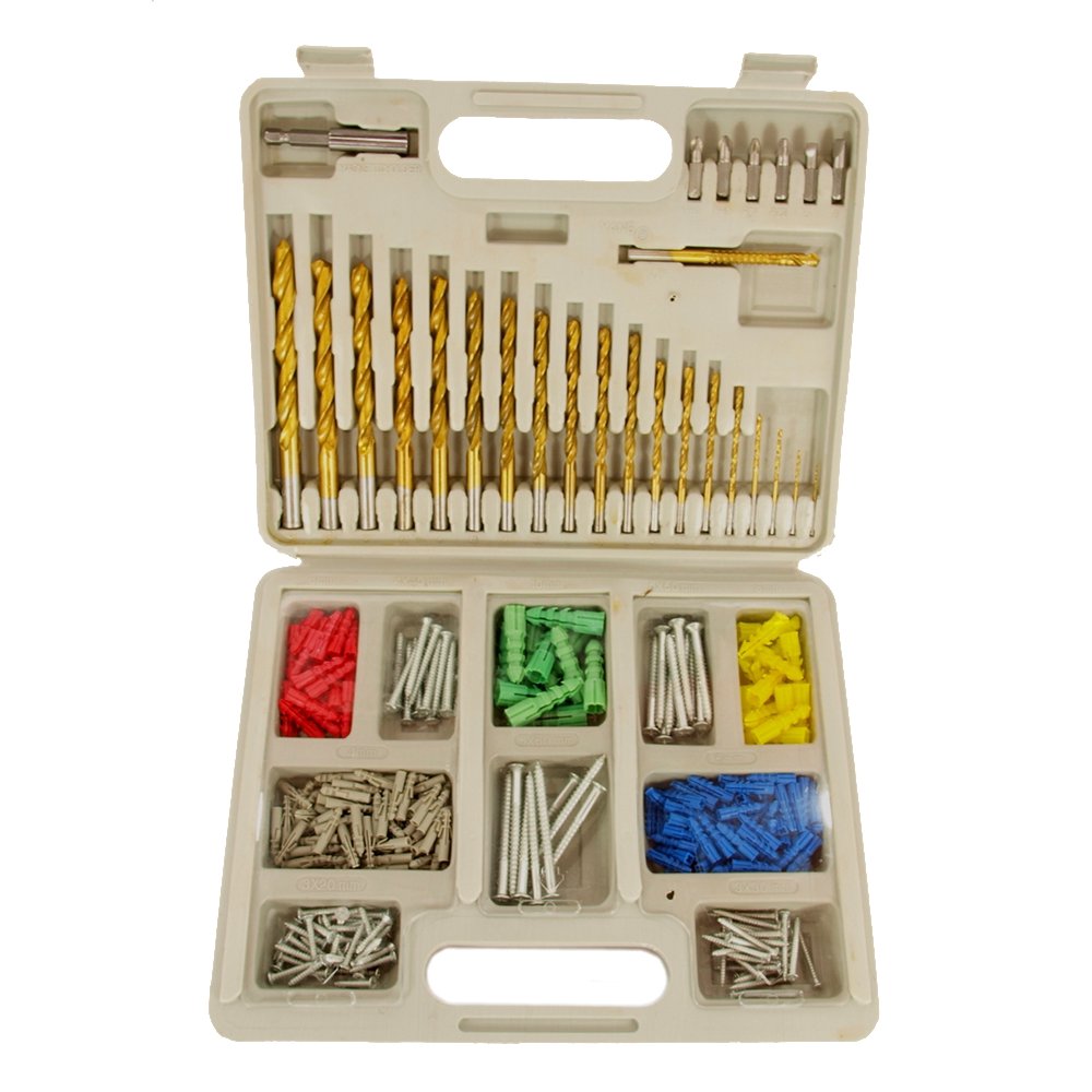 303 Piece Anchor & Carbide Drill Bit Set Masonary Metal Wood with Case