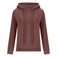 thumbnail image 4 of Women's Hoodies Sweatshirts Long Sleeve Solid Fleece Warm Trendy Tops Pullovers Coffee,M, 4 of 6