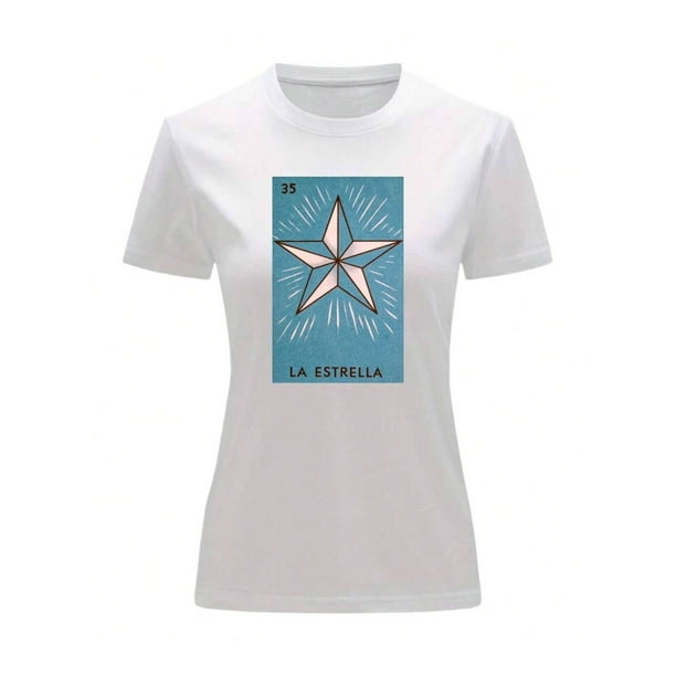 Playera Unisex De La Estrella De La Loteria Mexicana Color Blanco Talla Chica Marca Emil SaEs