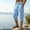 Sky Blue, variant on Mens Cotton Linen Capris Summer Outdoor Hiking Cargo Pants Elastic Waist Drawstring Travel Beach Trousers with Pocket