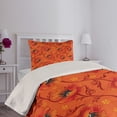 thumbnail image 2 of Ambesonne Orange Quilted Coverlet 2 Pcs, Poppy Flower Romance, Twin Size, Burnt Orange Yellow, 2 of 4