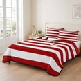 thumbnail image 2 of Twin Quilt Set 68''x86'', Red Stripes Lightweight Summer Bedspread Coverlet Set with 2 Pillow Shams, Simple Red White Texture Breathable All Season Quilt Bedding for Dorm/Bedroom, 2 of 9