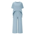 thumbnail image 4 of Mgmyaa Womens Pajama Sets Short Sleeve High-Low T-Shirt and Long Pajama Pants Soft Sleepwear Pj Lounge Sets, 4 of 8