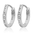 thumbnail image 3 of 14K Solid White Gold Oval Huggie Mini Small Hoop Earrings, 3 of 10