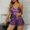 Purple, variant on Women Satin Pajama Set Cami Top and Shorts Silk Sleepwear 2 Piece Loungewear Set Nightwear Outfit