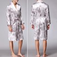 thumbnail image 7 of EQWLJWE Silk Ice Silk Long Sleeved Men's Pajamas Long Robes Bathrobes Home Clothes Robes Holiday Clearance, 7 of 7