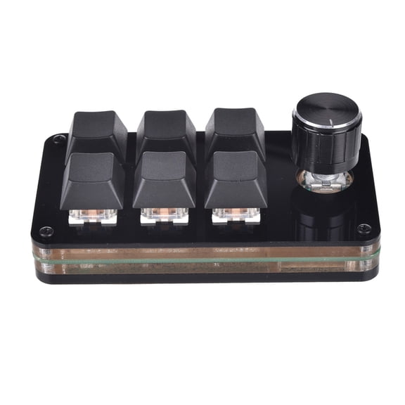6 Keys USB Mini Keypad Programming Macro Pad with 1 Knobs Macro Mechanical Gaming Keyboard One Handed Keyboard
