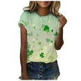 thumbnail image 1 of Birdeem Blouse Décontractée pour Femmes Imprimée pour la Saint-Patrick, Manches Courtes, Col Rond, T-Shirt, 1 of 6