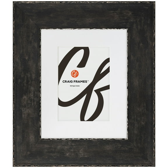 Craig Frames Starlight, 22x28 Picture Frame Matted for an 18x24 Photo, Noir Black