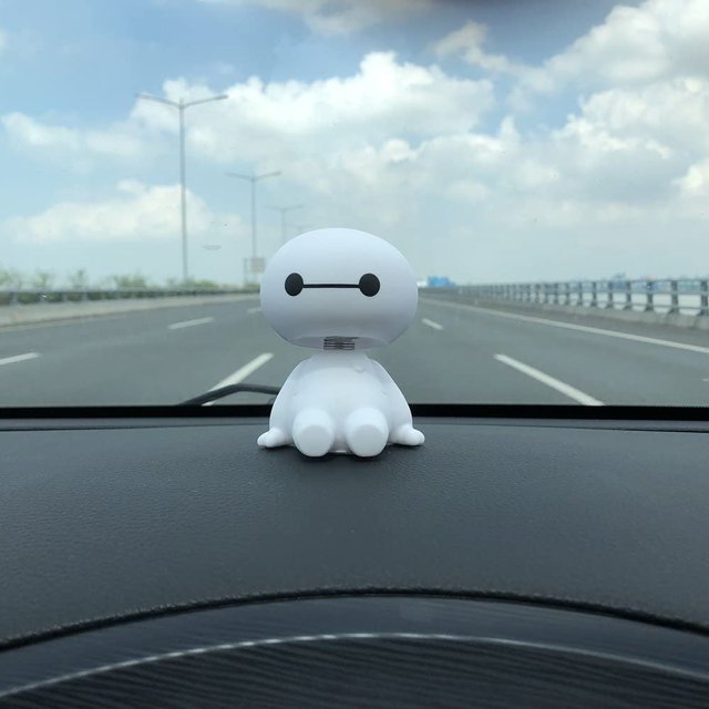 Conjunto de 3 Adornos de decoración de automóviles Adornos de interiores de automóviles Juguete de muñeca grande Juguete de muñeca de dibujos animados lindo Juguete de cabeza que sacude - Blanco gran JAMW Sencillez
