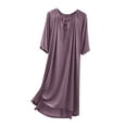 thumbnail image 2 of OSFVNOXV Maxi Length Nightgown Dress for Women Summer Casual Ultra Soft Comfy Loose Fit Solid Color Pullover Sleepwear Shirt Dress, 2 of 5