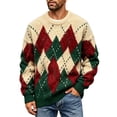 thumbnail image 2 of Zormilly Christmas Sweater Men Long Sleeve Crew Neck Cable Knit Sweaters Festival Holiday Oversized Fuzzy Pullover, S-3XL, 2 of 5