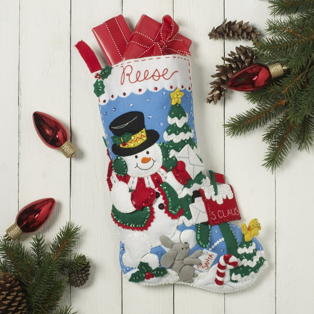 Bucilla Felt Stocking Applique Kit 18" LongSnowman Mailbox Walmart