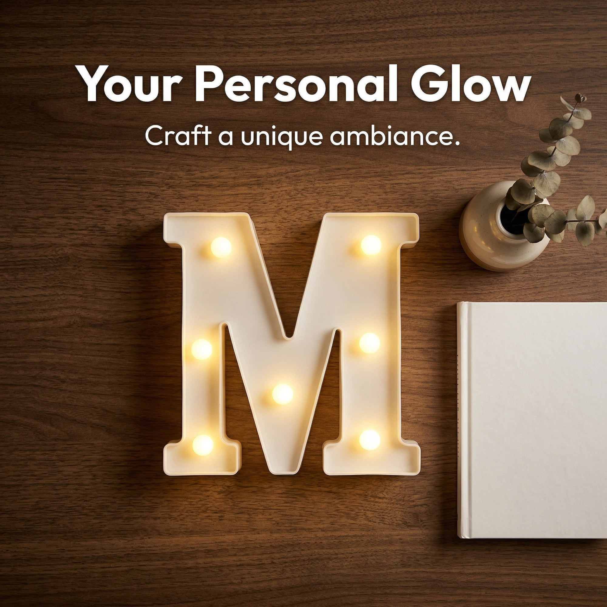 Unique Bargains Marquee Letters With Lights LED Light Up Signs Letter M 5"L x 1.1"W x 6.1"H
