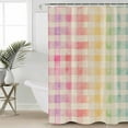 thumbnail image 2 of Purple Pink Plaid Shower Curtains for Bathroom Waterproof Fabric Bath Curtains Decor Bath Tub Curtain Yellow Green Red Turquoise Colorful Decorative Shower Curtain Sets with 12 Hooks, 72x72 Inch, 2 of 6