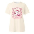 thumbnail image 4 of Womens Halloween Cancer T Shirts Cute Pink Ribbon Ghost Graphic Crewneck Tops Summer Short Sleeve Casual Tees Beige XL, 4 of 4