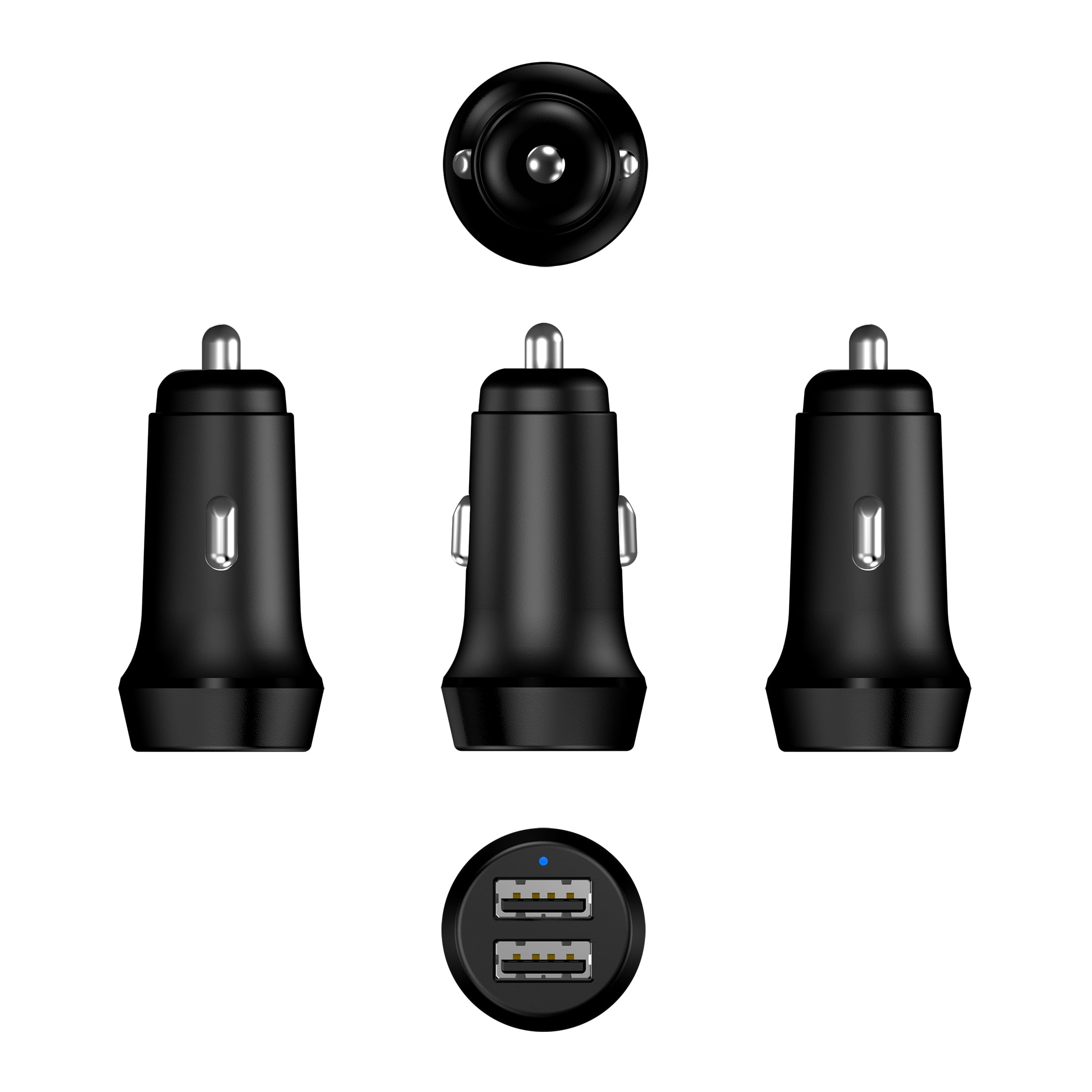 Walmart 2.4a Car Charger Black USB Type-a Dual Ports Compatible with iPhone14 13 12 Pro Max