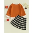 thumbnail image 4 of Wassery Kids Girls 2 Piece Skirt Outfit Little Girls Christmas Clothes 3T 4T 5T Letter Print Long Sleeve Sweatshirts and Elastic Plaid Skirt Set 2PCS Cute Fall Clothing for Child Girl, 4 of 9