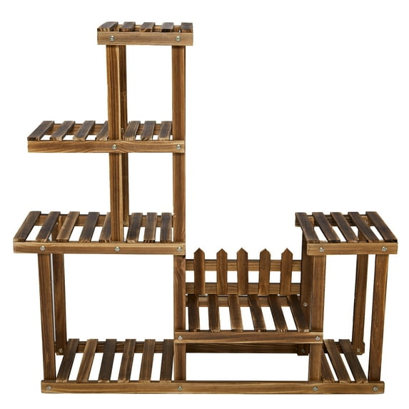 SAYFUT Wood Plant Stand Indoor Outdoor, with/without Wheels Plant Stand for Indoor Outdoor Multiple Tier Plant Display Wood Rack Holder Shelf for for Patio Living Room Balcony Garden