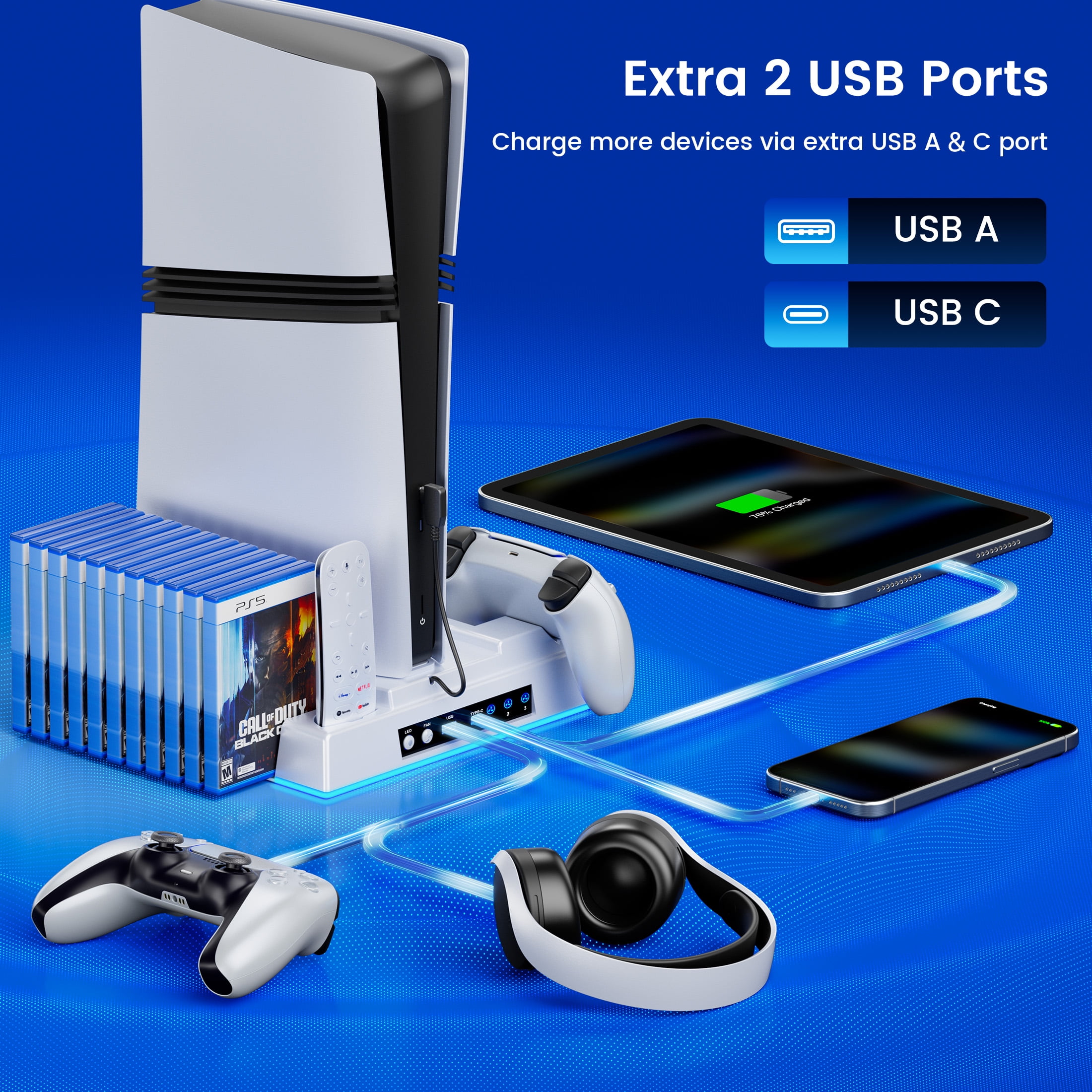 PS5 Stand Cooling Station,PS5 Accessories