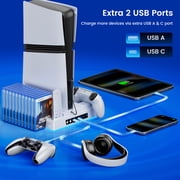 PS5 Cooling Stand with Dual PS5 Charging Dock,ESYWEN PS5 Accessories,Cooling Station for Playstation 5 Pro,Slim,Disc,Digital