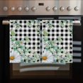 thumbnail image 2 of Spring Floral Kitchen Towels Set of 3, Water Absorbent Dish Towel, Daisy Eucalyptus Leaves Black White Plaid Decorative Hand Towels - Quick Drying Cloth for Cooking Baking, 18x28 Inch, 2 of 8
