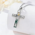 thumbnail image 2 of Coachuhhar Cross Necklace 925 Sterling Silver Malachite Mountain Pendant Necklaces Mustard Seeds Jewelry Hiking Xmas Christmas Gifts for Women Mom Wife Birthday, 2 of 7