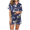 thumbnail image 1 of Rbaofujie Pyjama d'Été pour Femmes Femmes Décontracté Imprimé Col Rabattu Blouse à Manches Courtes Mode Short Pantalon Court Ensemble de Pyjama Pyjama Mignon, 1 of 5