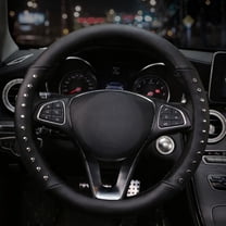 Car Rosary Steering Wheel Cover, Universal Elegant Luxury PU Leather Comfort Non-Slip Steering Wheel Cover