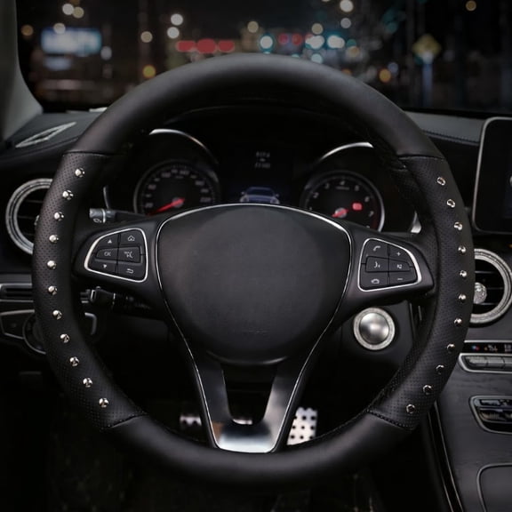 Car Rosary Steering Wheel Cover, Universal Elegant Luxury PU Leather Comfort Non-Slip Steering Wheel Cover