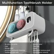 E·Durable Automatic Toothpaste Dispenser Wall Mounted Toothbrush Holder 3 Count