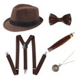 thumbnail image 5 of Conjunto de disfraz de gángster de Panamá 20 para hombre, sombrero Fedora, con espalda en Y, pajarita, juguete para y BLESIY Disfraces de cosplay para hombres, 5 of 5