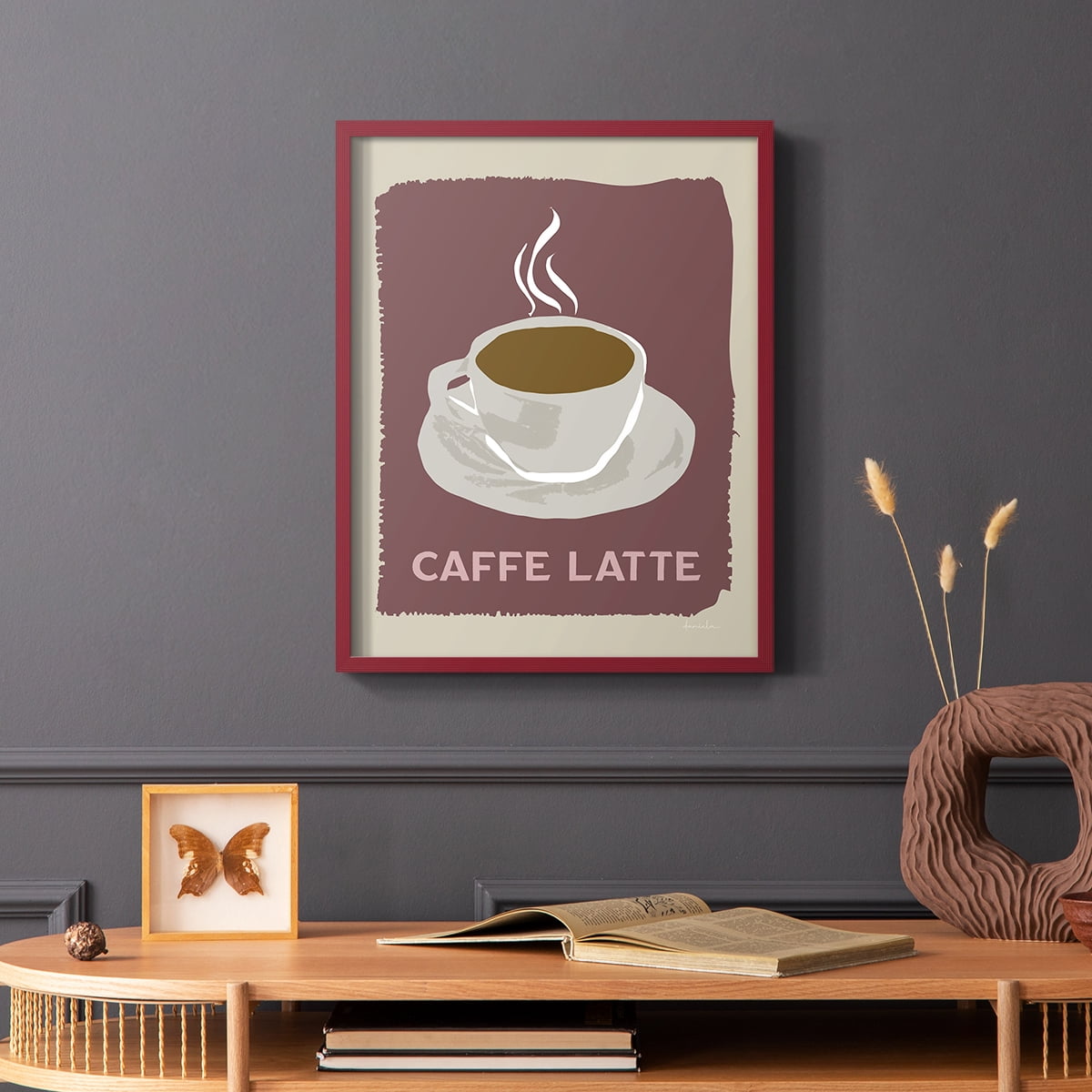 Modern Coffee III in Red Solid Wood 8 x 10 Framed Print