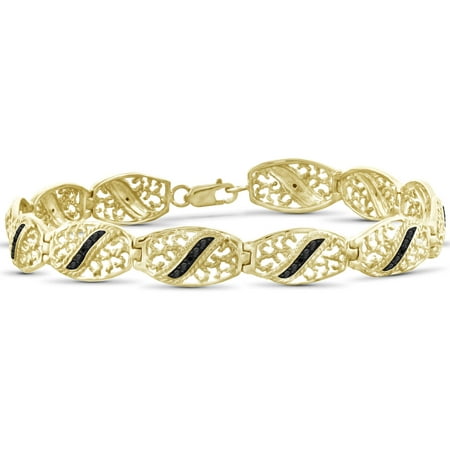 JewelersClub Black Diamond Accent 14kt Gold over Silver Fashion Bracelet, 7.25