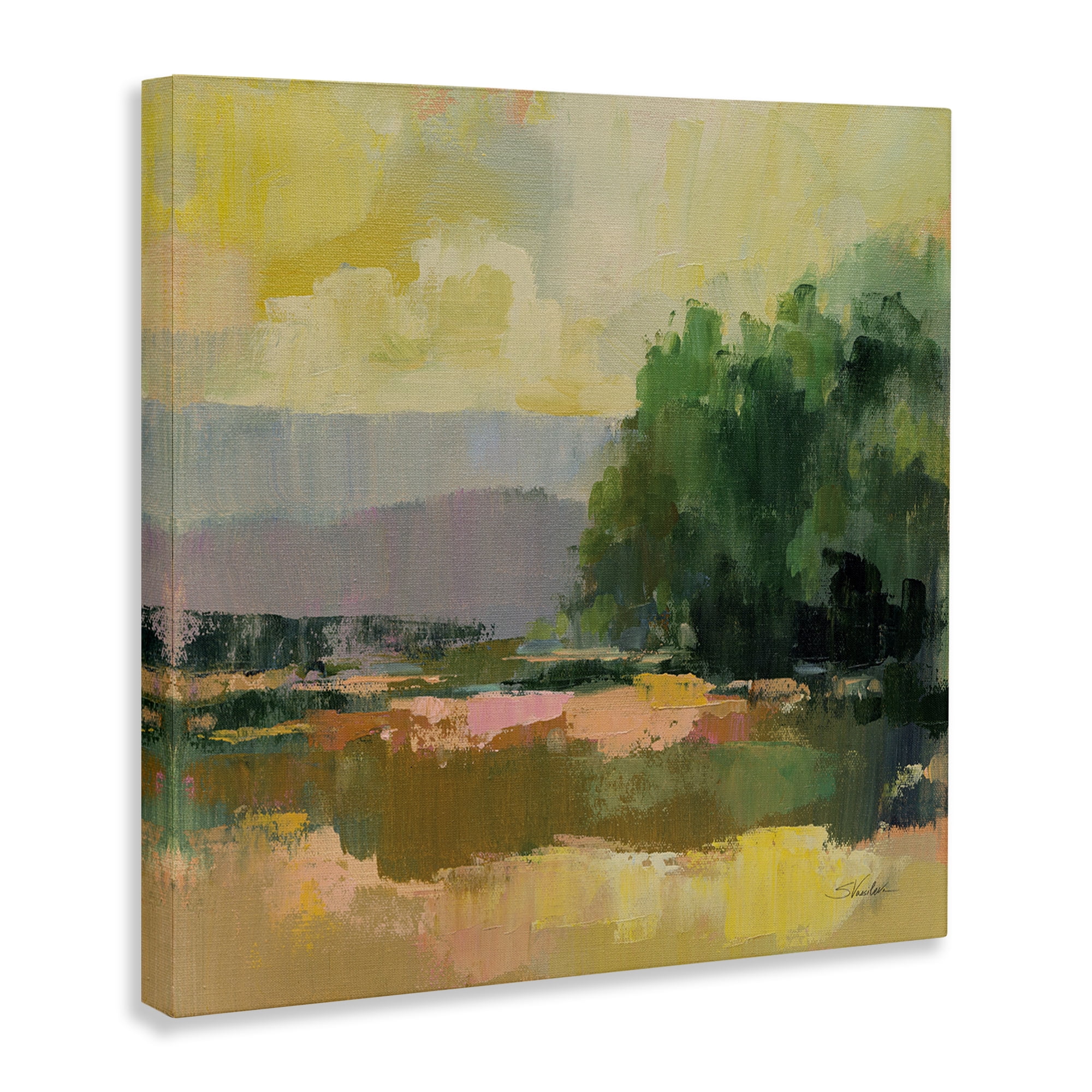 Stupell Industries Abstract Willow Tree Landscape & Nature Painting Wrapped Canvas Art Print Wall Art, 24 x 24