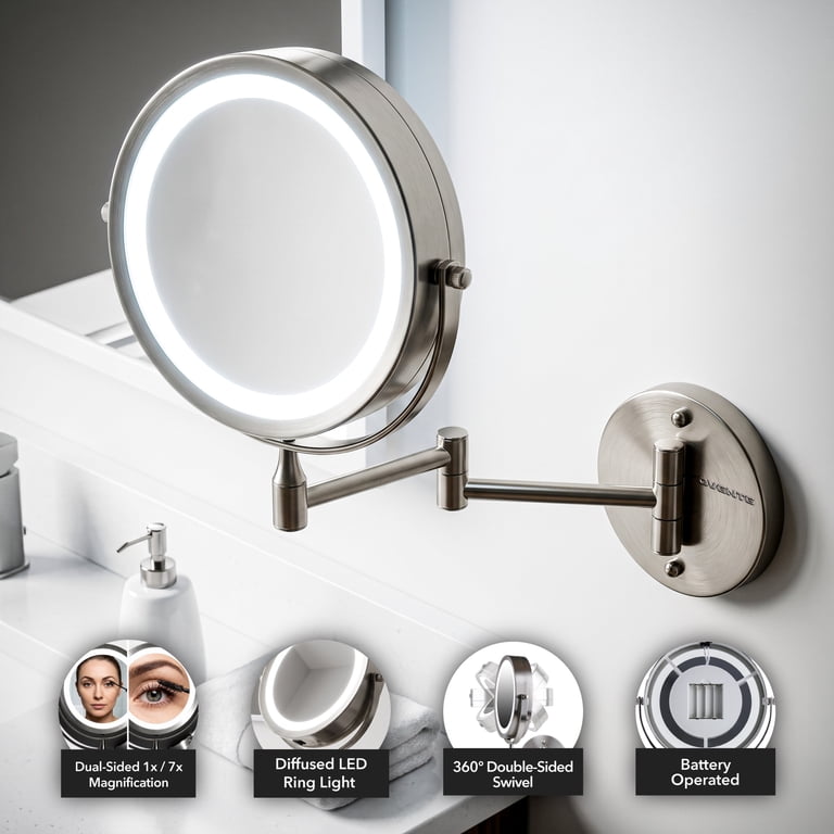 OVENTE Wall Mounted Lighted Makeup Mirror, 7