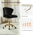 thumbnail image 6 of Swivel Vanity Chair with Gold Legs for Home Office, Adjustable Height Rolling Desk Chair for Home Office Vanity  Black, 6 of 12