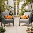 thumbnail image 3 of Ovios Patio Chairs Set of 2 All-Weather Wicker Patio Furniture Chairs Set Rattan High-Back Outdoor Armchairs with Cushions, Dark Grey, 3 of 9